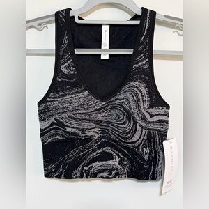 Athleta Aurora Seamless Shine Tank Marble Pattern Black and Gray